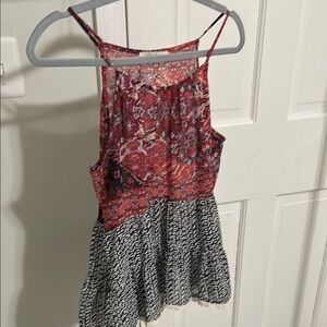 Boho Red and Black Patterned top